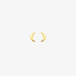 Gold earrings - Moon studs - 14K yellow gold moon stud earrings, 5.5 x 3 mm - Royal Coster Diamonds