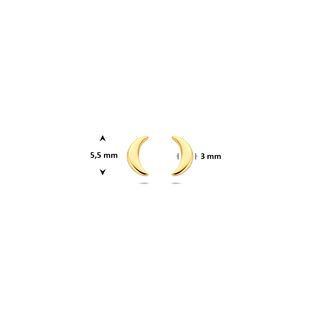 Gold earrings - Moon studs - 14K yellow gold moon stud earrings, 5.5 x 3 mm - Royal Coster Diamonds