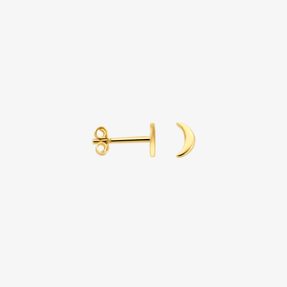 Gold earrings - Moon studs - 14K yellow gold moon stud earrings, 5.5 x 3 mm - Royal Coster Diamonds