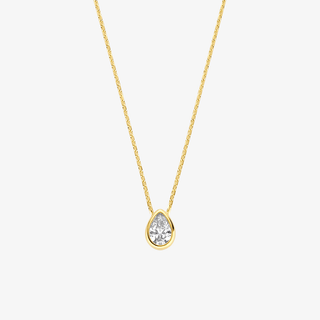 Gold necklace - Teardrop - 14K gold set with a teardrop zirconia - Royal Coster Diamonds