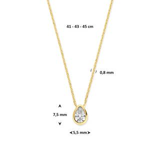 Gold necklace - Teardrop - 14K gold set with a teardrop zirconia - Royal Coster Diamonds