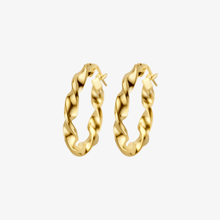 Gold earrings - Twisted hoops - 9K yellow gold twisted hoop earrings, 20.5 mm - Royal Coster Diamonds