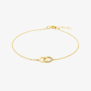 Gold bracelet - Linked rings - 9K yellow gold bracelet with zirconia - Royal Coster Diamonds