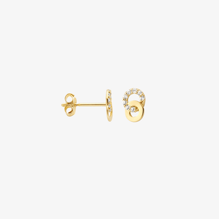 Gold earrings - Rings studs - 9K yellow gold zirconia ring stud earrings, 6.5 x 4.5 mm - Royal Coster Diamonds