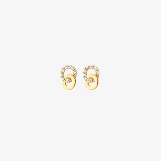 Gold earrings - Rings studs - 9K yellow gold zirconia ring stud earrings, 6.5 x 4.5 mm - Royal Coster Diamonds