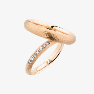 Christian Bauer 18K Gold Hammered Diamond & Plain Wedding Ring - Royal Coster Diamonds