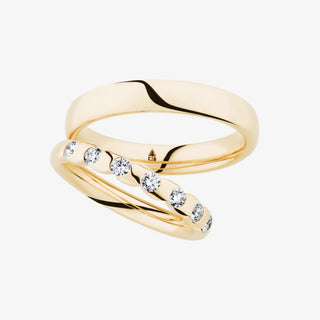 Christian Bauer 18K Gold Diamond Pave & Plain Wedding Ring - Royal Coster Diamonds