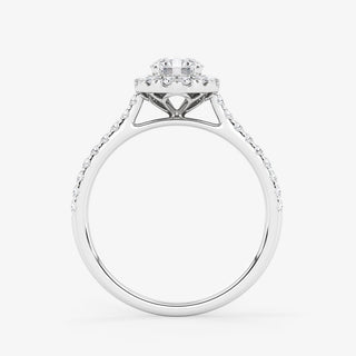 Embellished Halo 0.50 Carat Brilliant Cut Diamond 18K White Gold Ring - Royal Coster Diamonds