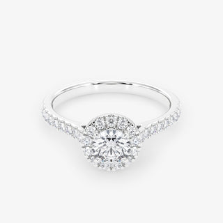 Embellished Halo 0.50 Carat Brilliant Cut Diamond 18K White Gold Ring - Royal Coster Diamonds