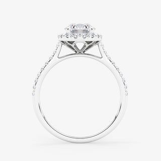 Embellished Halo 1.00 Carat Brilliant Cut Diamond 18K White Gold Ring - Royal Coster Diamonds