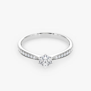 Embellished Solitaire 0.25 Carat Brilliant Cut Diamond 18K Gold Ring - Royal Coster Diamonds