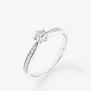 Embellished Solitaire 0.25 Carat Brilliant Cut Diamond 18K Gold Ring - Royal Coster Diamonds
