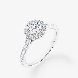 Embellished Halo 0.50 Carat Brilliant Cut Diamond 18K White Gold Ring - Royal Coster Diamonds