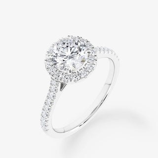Embellished Halo 1.00 Carat Brilliant Cut Diamond 18K White Gold Ring - Royal Coster Diamonds